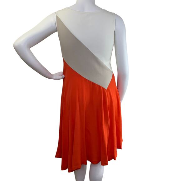 Anthropologie Maeve Cameron Dress Size L Rib Knit Sleeveless Asymmetrical Orange - Picture 2 of 8